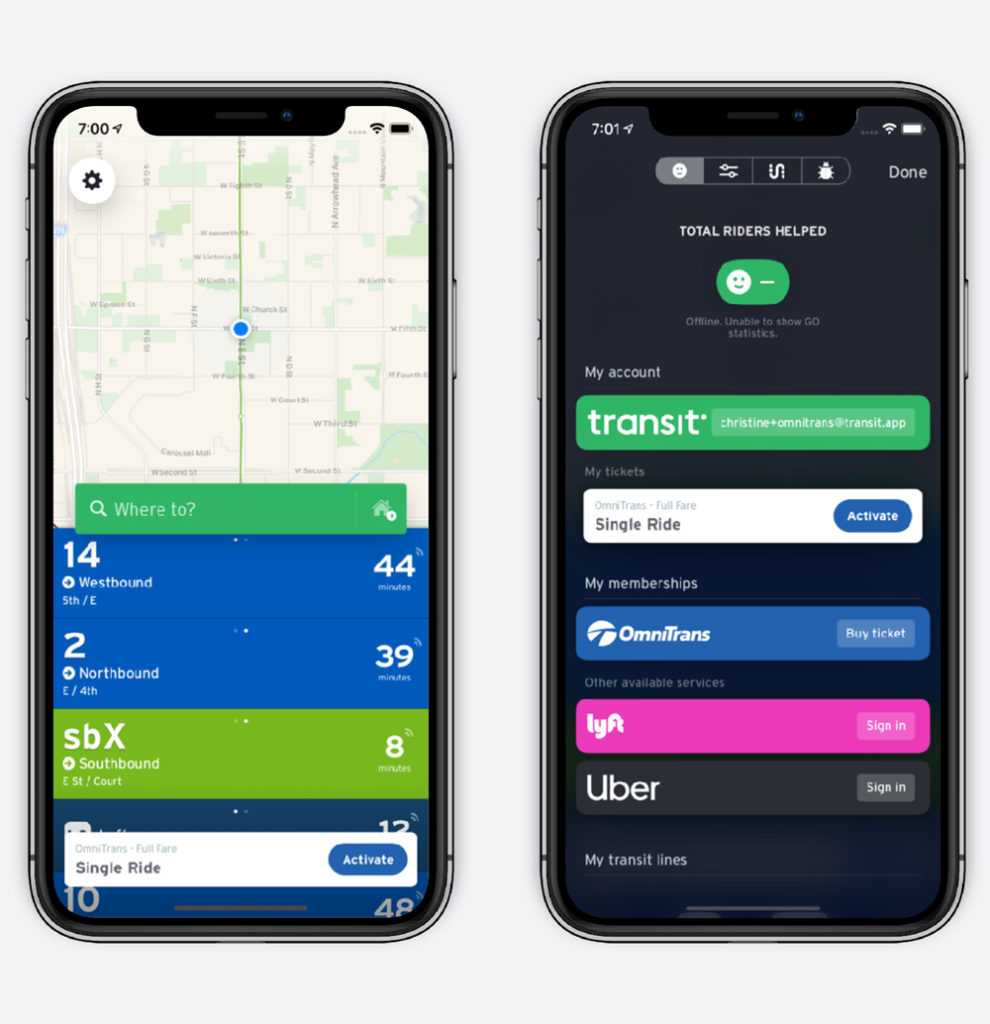 Transit app screenshot