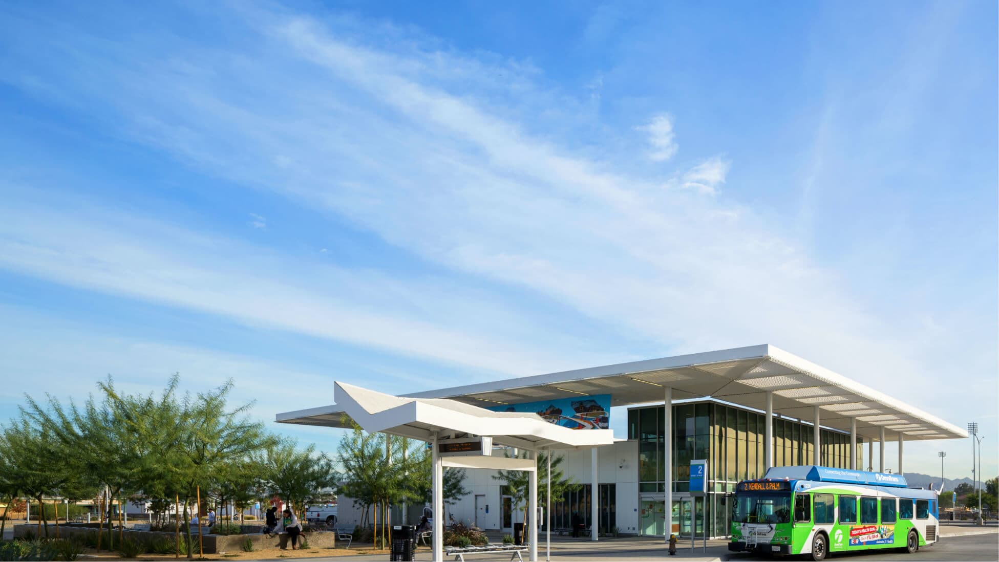 image of san bernardino transit center with bus