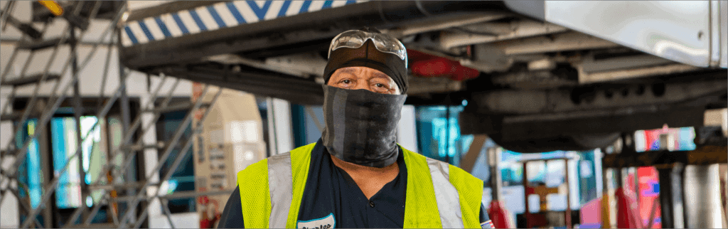 Employee with mask